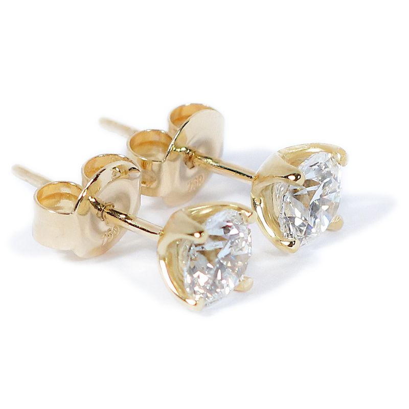 18ct Yellow Gold Claw Set 1.08ct Lab Diamond Stud Earrings