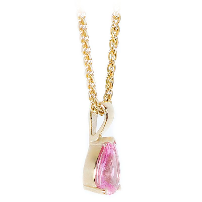 9ct Gold Pearshape Pink Sapphire Claw Set Pendant