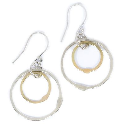 Silver &amp; 14ct Yellow Gold 17mm Cyclone Drop Earrings
