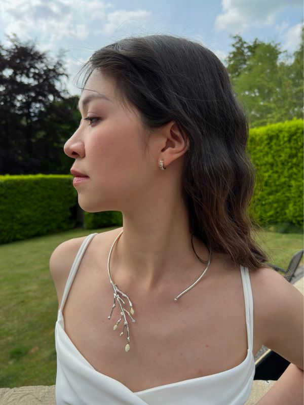 9ct White Gold Tanzanite Filigree Hoop Earrings