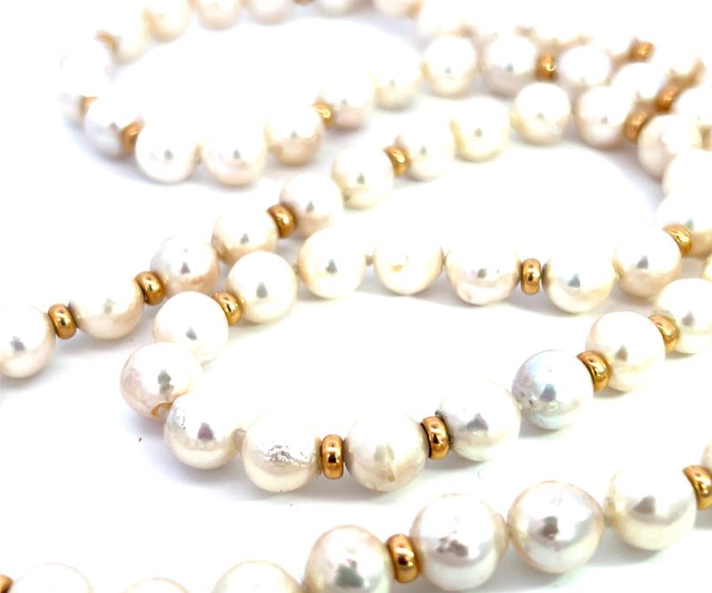 9ct Yellow Gold​ 32" Baroque Akoya Pearl Necklace