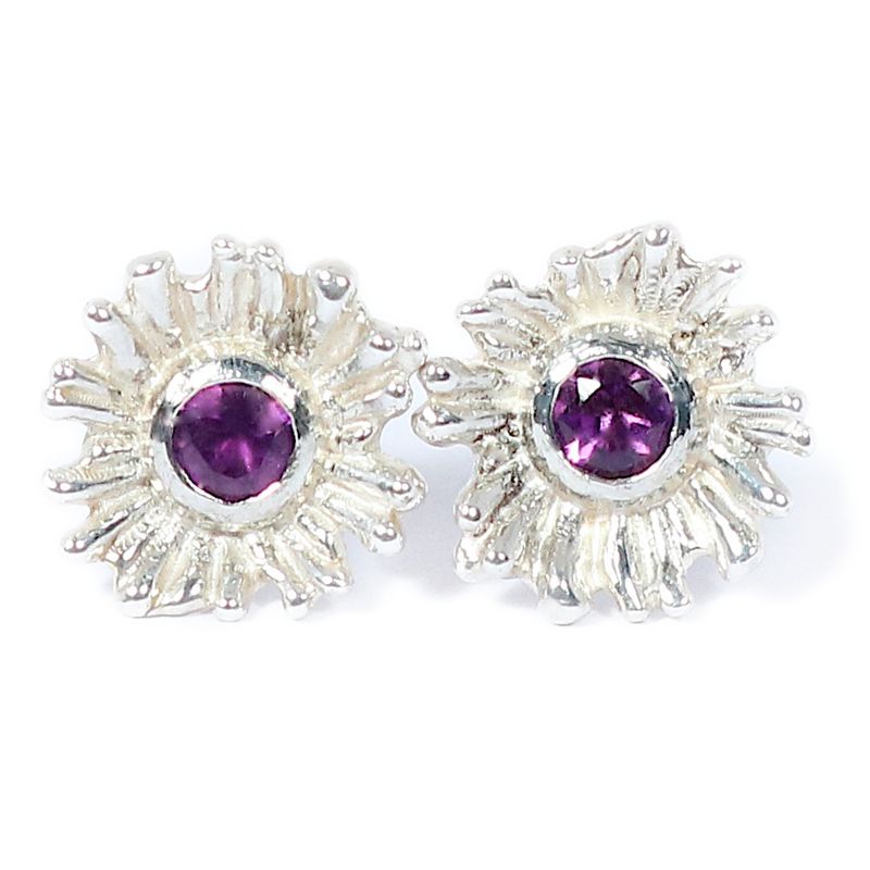 Silver Amethyst Senetti Stud Earrings
