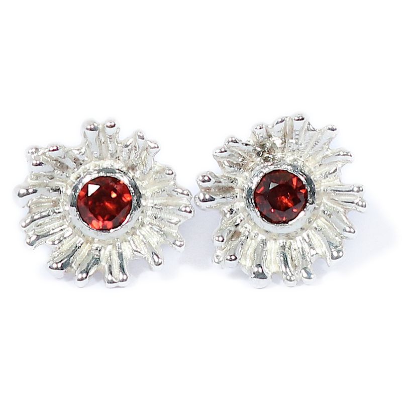 Silver Garnet Senetti Stud Earrings