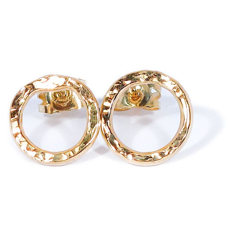 9ct Gold Hammered Cyclone 1 Stud Earrings