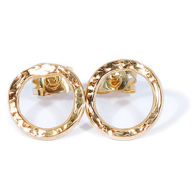 9ct Gold Hammered Cyclone 1 Stud Earrings