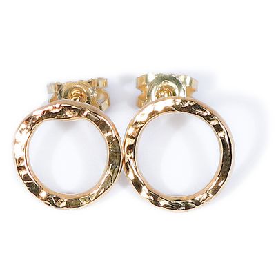 9ct Gold Hammered Cyclone 1 Stud Earrings