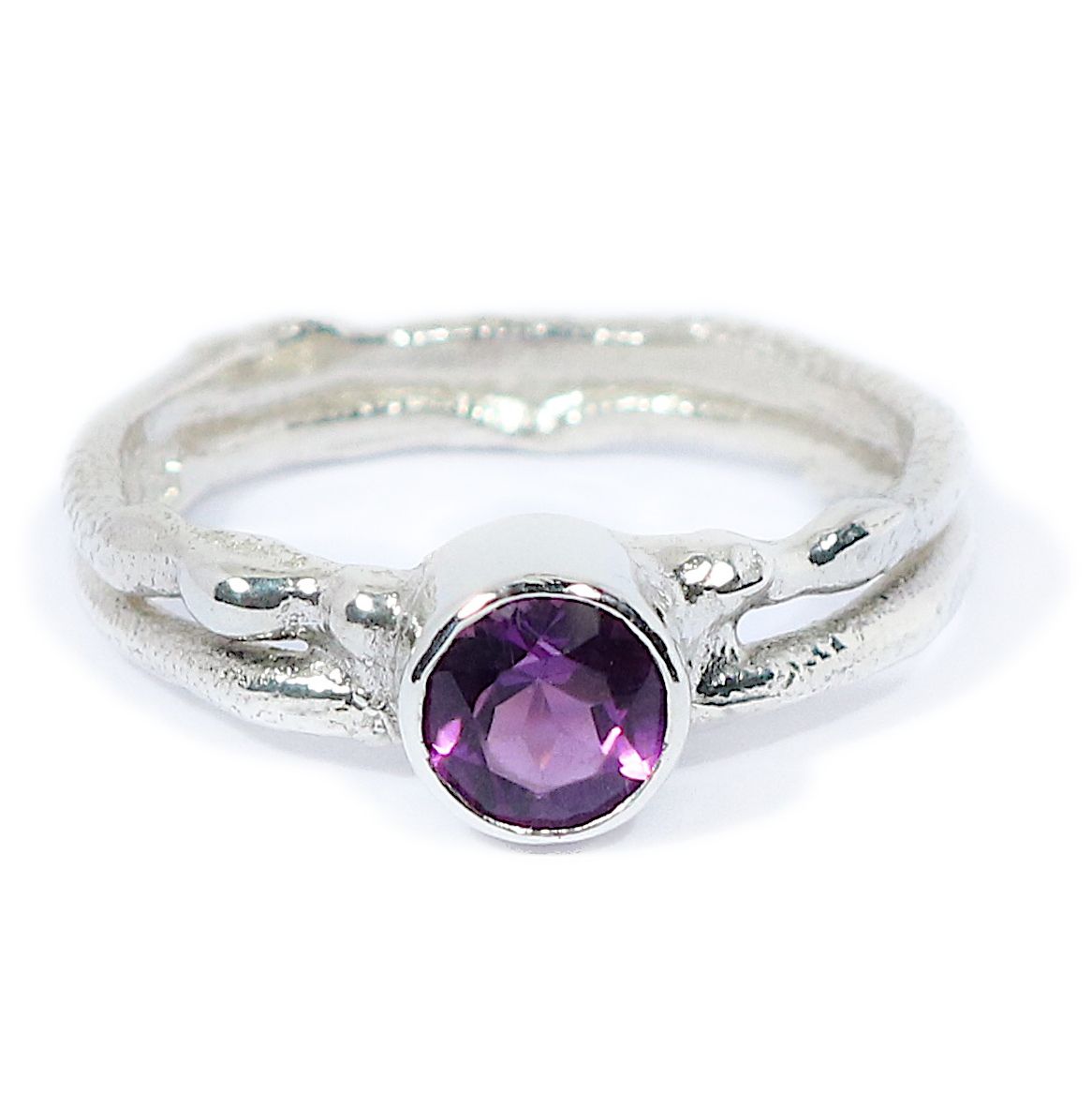 Silver Amethyst Cyclone 2 Ring