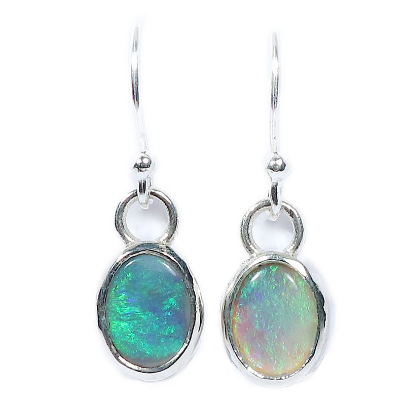 Silver Black Opal 2,2ct  Drop Earrings