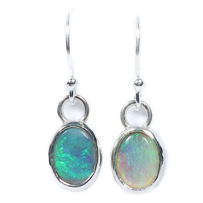 Silver Black Opal 2,2ct  Drop Earrings