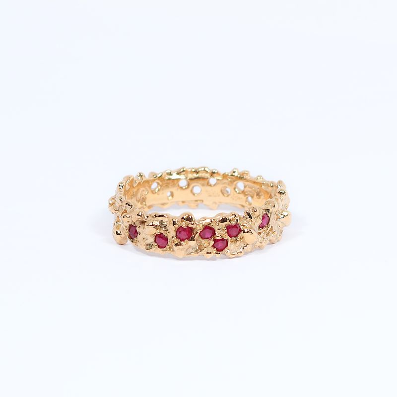 9ct Yellow Gold Ruby Filigree Ring
