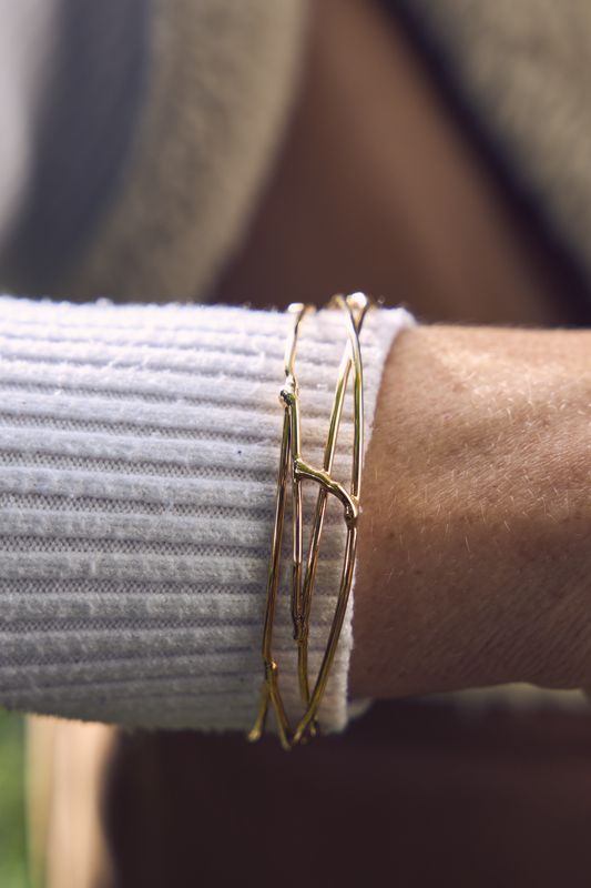 9ct Yellow Gold Narrow Birdsnest Bangle