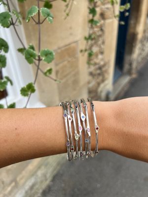 Silver Blue Sapphire Cyclone 1 Bangle