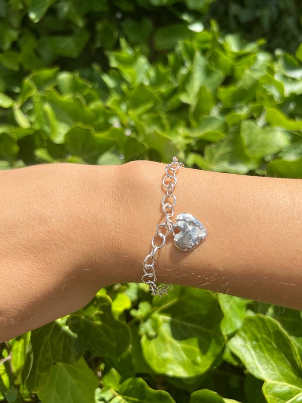 Silver Original Jane Watling Extra Fine Fused Bracelet &amp; Heart Charm (15mm wide)