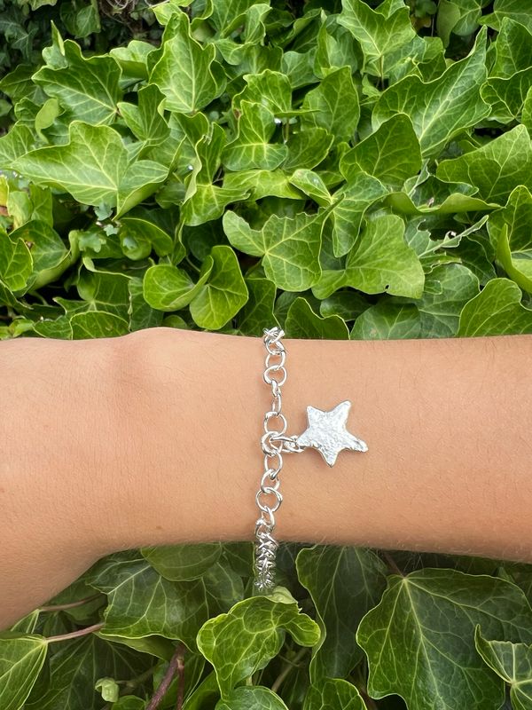 Silver Original Jane Watling Extra Fine Fused Bracelet &amp; Star Charm (15mm wide)