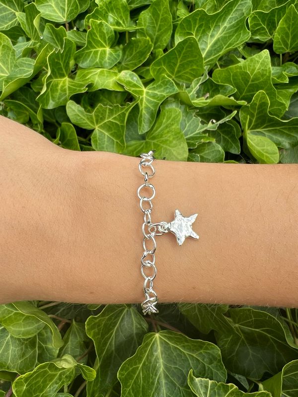 Silver Original Jane Watling Extra Fine Fused Bracelet &amp; Star Charm (10mm wide)
