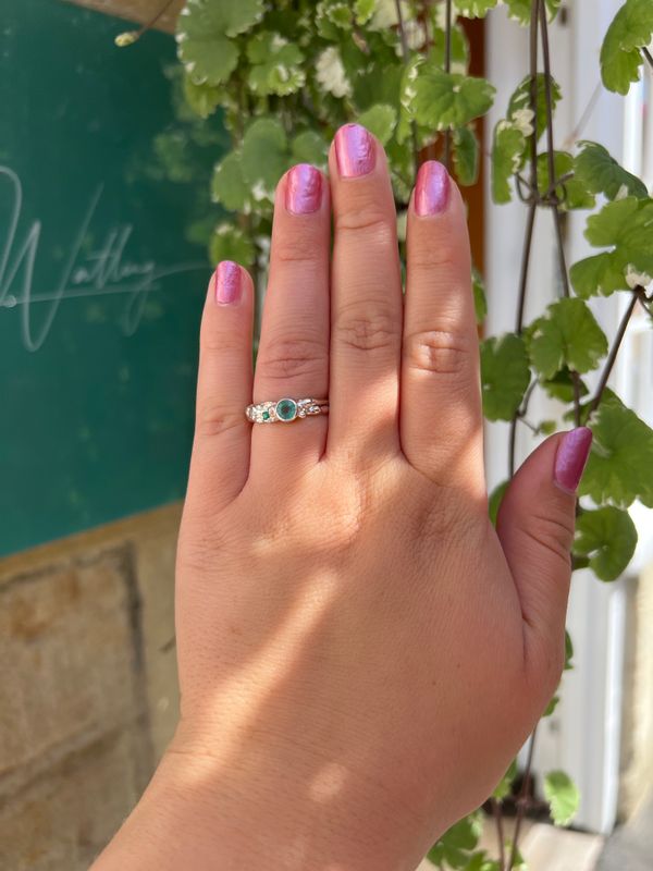 Silver Emerald &amp; Peridot Storm Ring