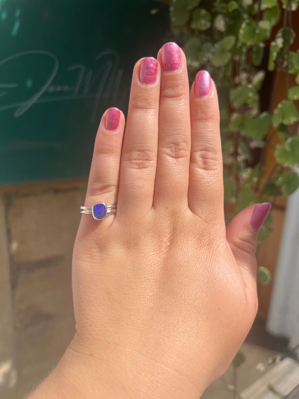 Silver Black Opal Cyclone 2 Ring
