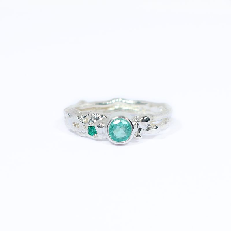 Silver Emerald Storm Ring
