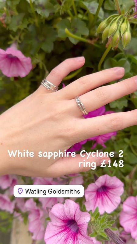 Silver Blue Sapphire Cyclone 2 Ring