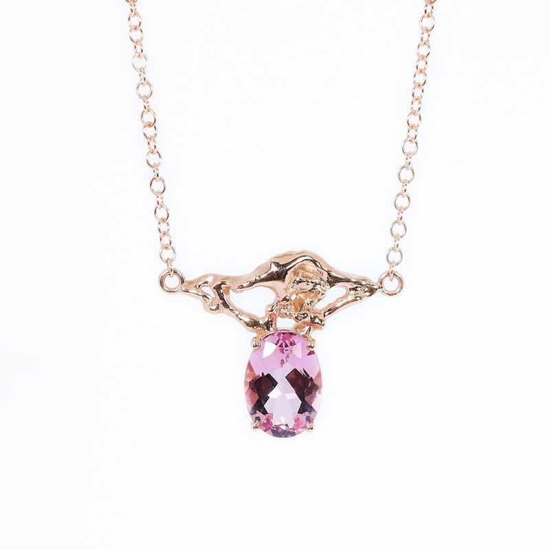 9ct Rose Gold Morganite Waterfall Necklace
