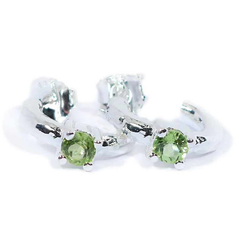 ​Silver Claw Set Peridot Hoop Earrings