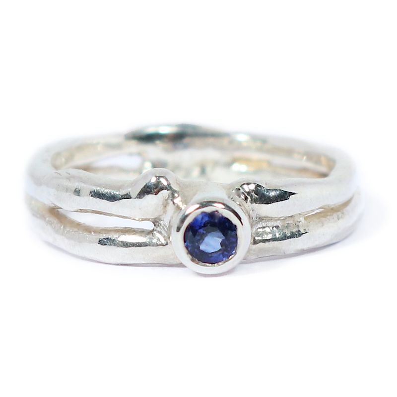 Silver Blue Sapphire Cyclone 2 Ring