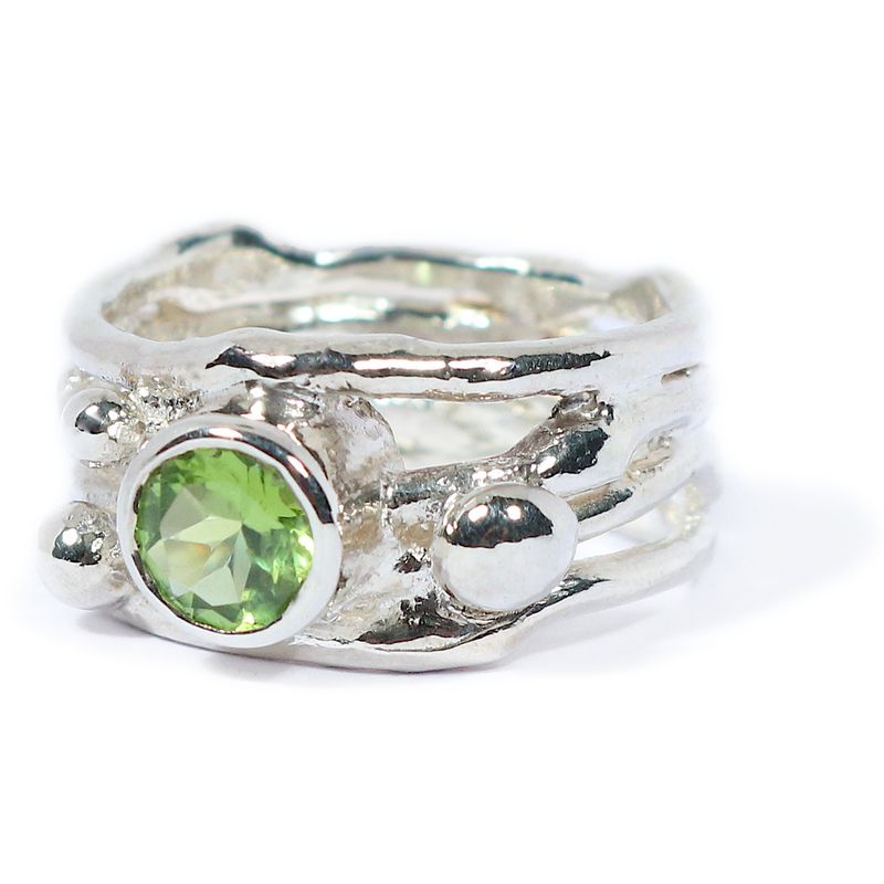Silver Peridot Cyclone 4 Ring