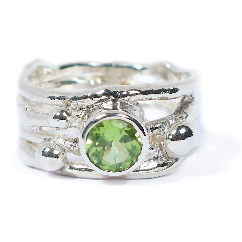 Silver Peridot Cyclone 4 Ring
