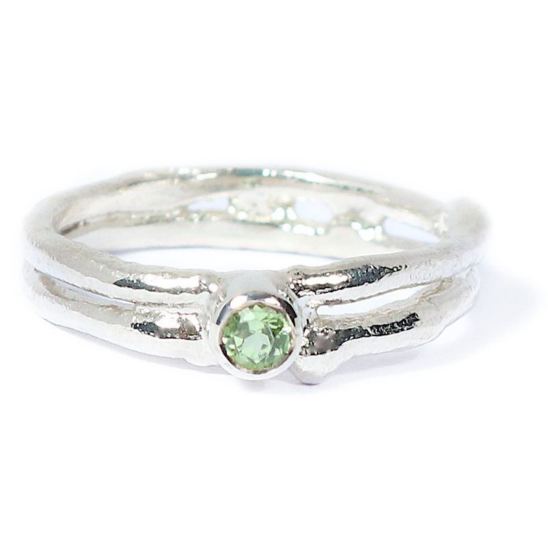 Silver Peridot Cyclone 2 Ring