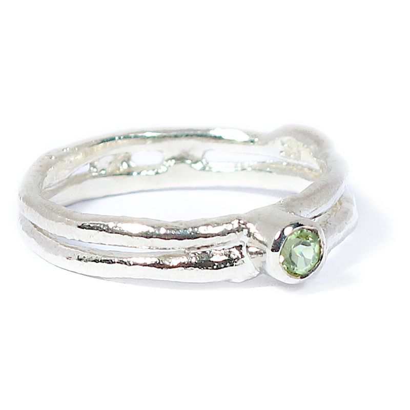 Silver Peridot Cyclone 2 Ring
