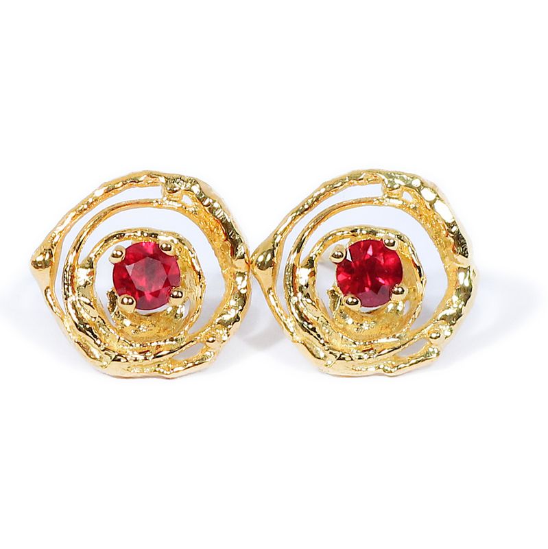 18ct Gold Ruby-0.60ct  Montana Swirl Stud Earring