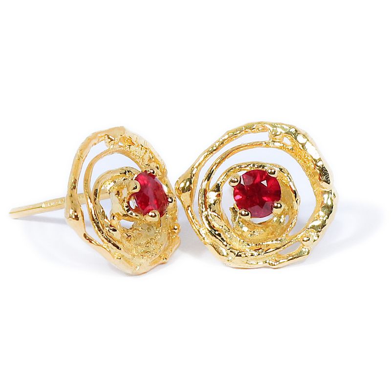 18ct Gold Ruby-0.60ct  Montana Swirl Stud Earring
