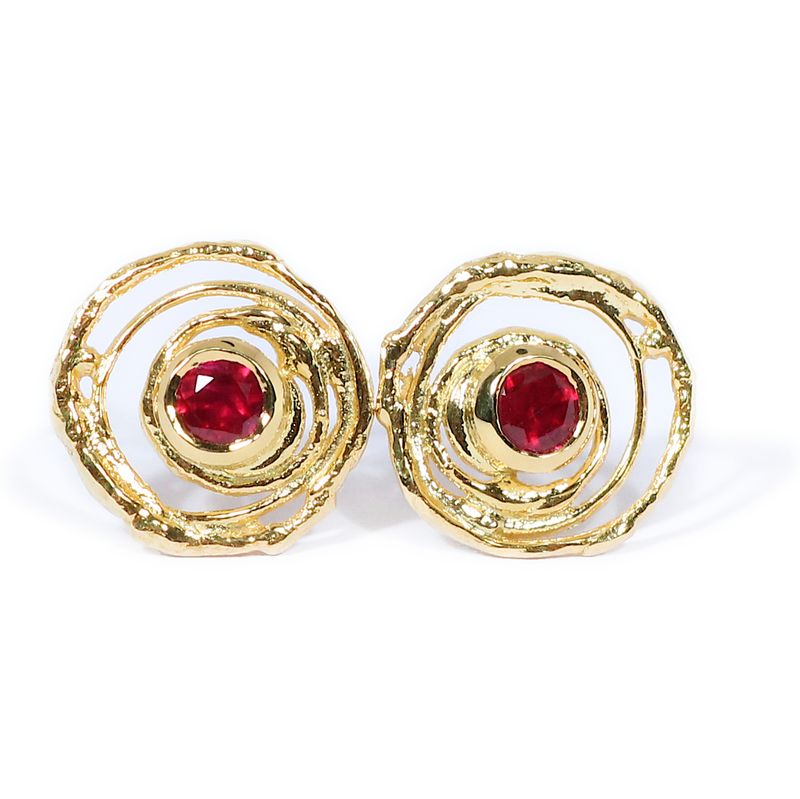 18ct Gold Ruby Montana Swirl Stud Earring