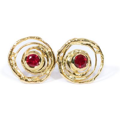 18ct Gold Ruby Montana Swirl Stud Earring