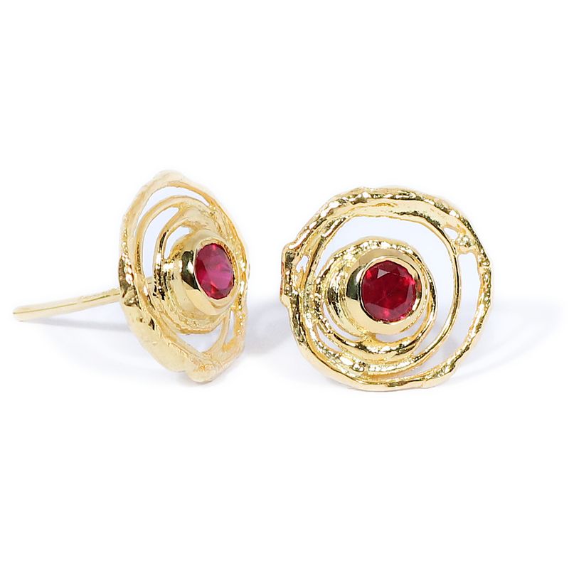 18ct Gold Ruby Montana Swirl Stud Earring