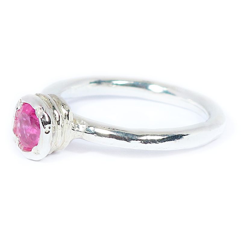 Silver Oval 0.53ct Pink Sapphire Tutti Fruiti Ring