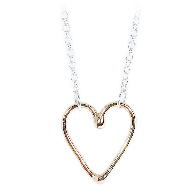 9ct Yellow Gold &amp; Silver 25mm Heart Necklace