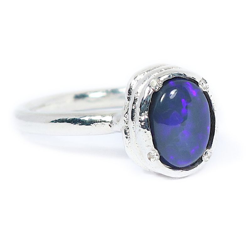 Silver Black Opal Tutti Fruiti Ring