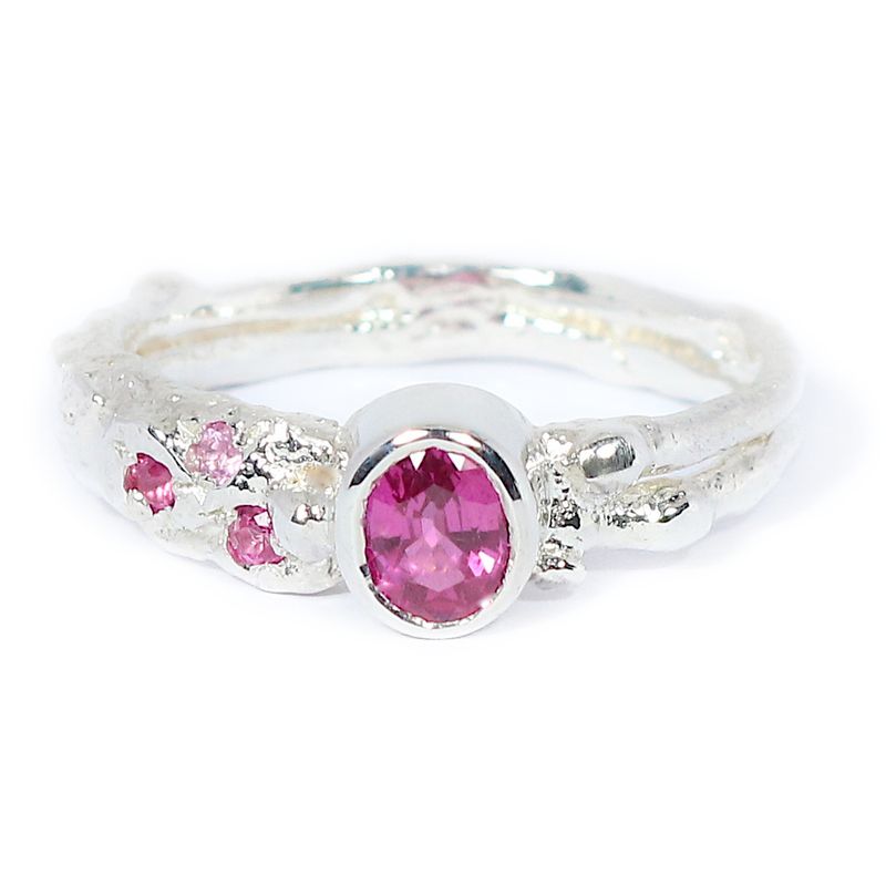 Silver Pink Sapphire Storm Ring