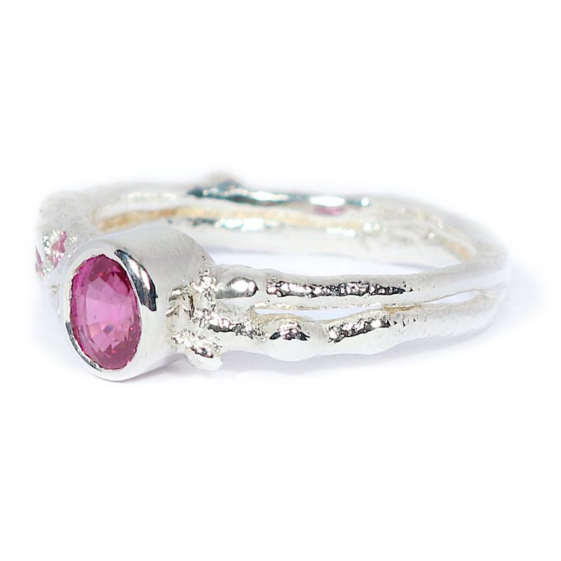 Silver Pink Sapphire Storm Ring