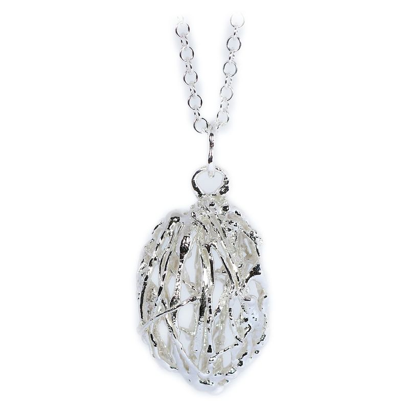 Silver Birdsnest Egg Pendant &amp; Chain