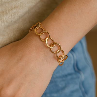 9ct Gold Original Jane Watling Heavy Fused Bracelet (Hammered)