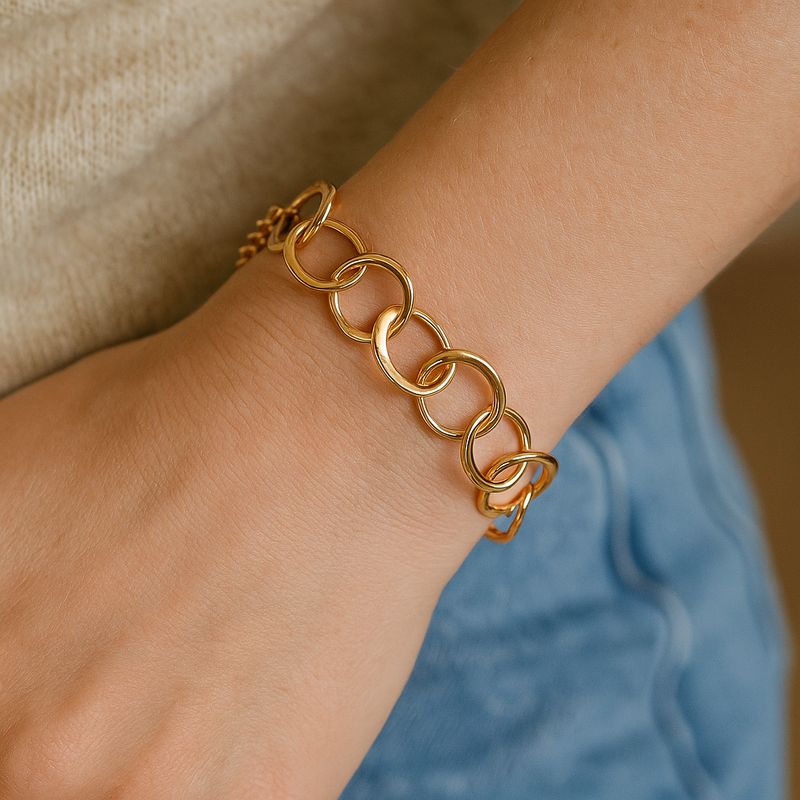 9ct Gold Original Jane Watling Heavy Fused Bracelet (Hammered)