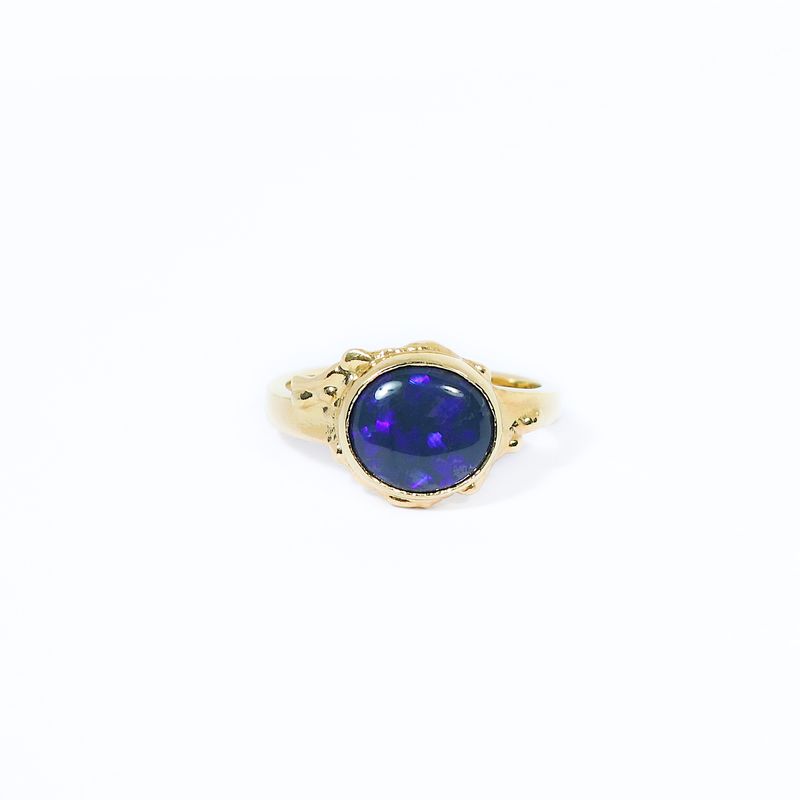 18ct Gold Black Opal Ring