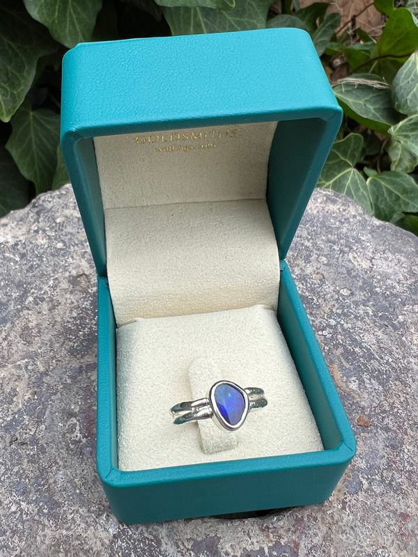 Silver 1ct Black Opal Cyclone 2 Ring