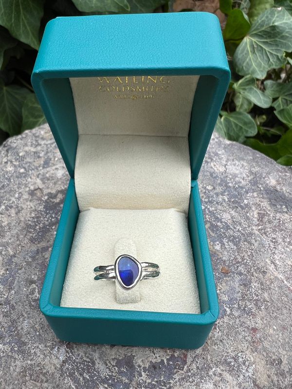 Silver 1ct Black Opal Cyclone 2 Ring