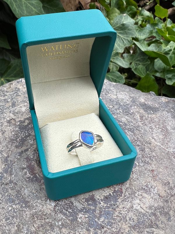 Silver 1ct Black Opal Cyclone 2 Ring