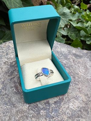 Silver 1ct Black Opal Cyclone 2 Ring