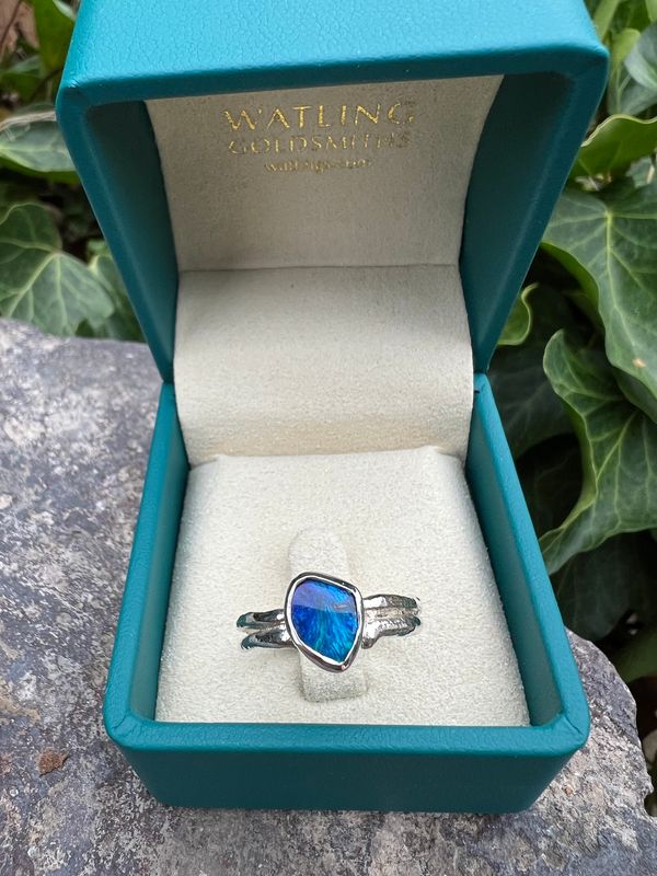 Silver 1ct Black Opal Cyclone 2 Ring
