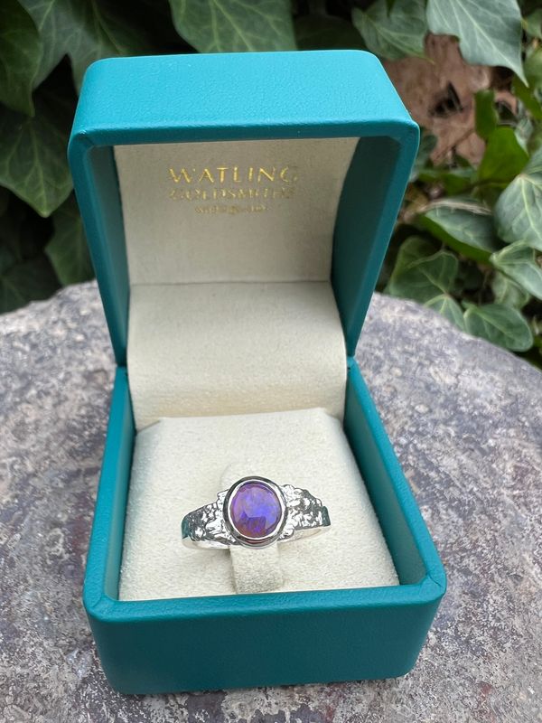 Silver 0.99ct Black Opal  Ring - One Off